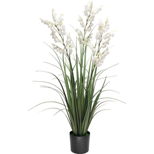 Artificial Tall Grass Plants with Pots 36 1 Pack Lily of The Valley Artificial Grass Home Interior Decorating and Outdoor Garden Decorations(White)