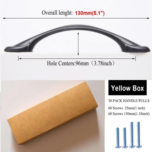 30 Pack Kitchen Cabinet Handles Black Metal Stainless Steel Kitchen Drawer Pulls Cupboard Handles Cabinet Hardware Cabinet Pulls -3-3/4 ”(96mm) Hole Center
