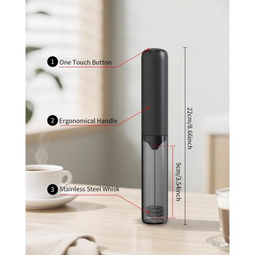 CIRCLE JOY Rechargeable Milk Frother Hanheld, Dual Coil Whisk Head Electric Coffee Frother, Portable Hand Frother Wand Drink Mixer for Matcha Lattes Cappuccino, Kitchen Gifts, Black
