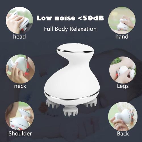 Electric Head Massager Waterproof,with 4 Detachable Massage Heads,Wireless Portable Red Light Care Handheld Massager,4 Massage Modes Stress Relax for Scalp,Suitable The Whole Body and Pets