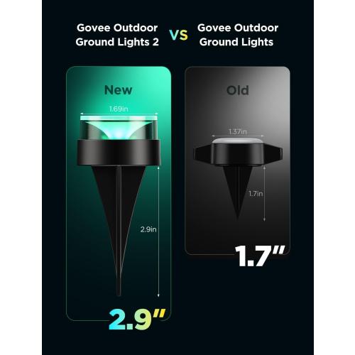 Govee Outdoor Ground Lights 2, 50ft Patio Decorations, 15 Pack | RGBIC Pathway Lights With 100LM Warm White, IP67 Waterproof, 63 Scene Modes, Works With Alexa, Google Assistant