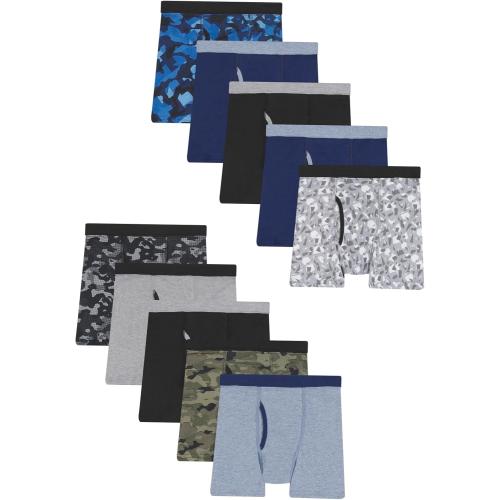 Size L Hanes boys Hanes Boys' and Toddler Underwear, Comfort Flex Wb Boxer Briefs, 10-pack