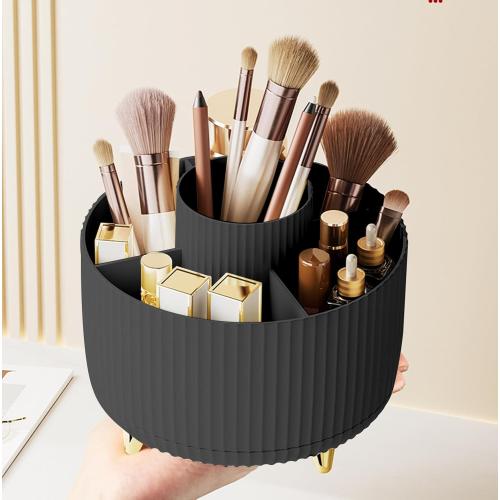 360 Degree Rotating Makeup Brush Holder Organizer Detachable Design 5 Slot Make up Brushes Cup for Cosmetics and Pencil Pen Organizer for Desk Makeup Organizer Skincare Storage for Vanity（Black）