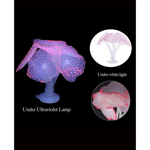 4 Pieces Aquarium Fish Tank Decorations with Glowing Effect, Silicone Glow Artificial Ornament Coral Reef Plants for Aquarium Decoration Small and Large Fish Bowl Decor Accessories