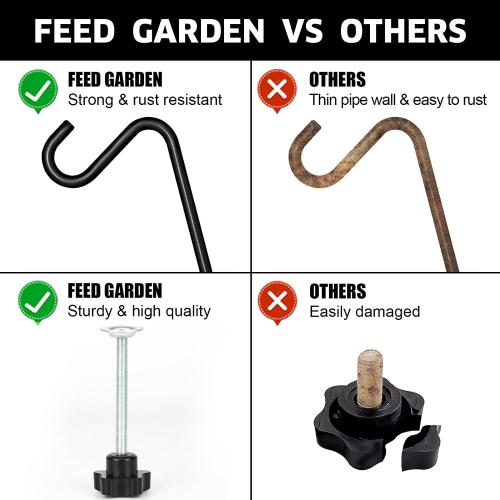 FEED GARDEN 2 Pack 14 Inch Deck Hook, Deck Bird Feeder Hanger, Applicable Deck Thickness 1 Inch-3 Inch