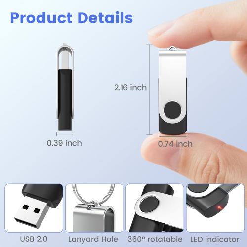 1GB Flash Drive 10 Pack, USB 2.0 Memory Stick with Lanyards Swivel Thumb Drives Bulk 1GB Pendrive U Disk for Data Storage (Mixcolors)