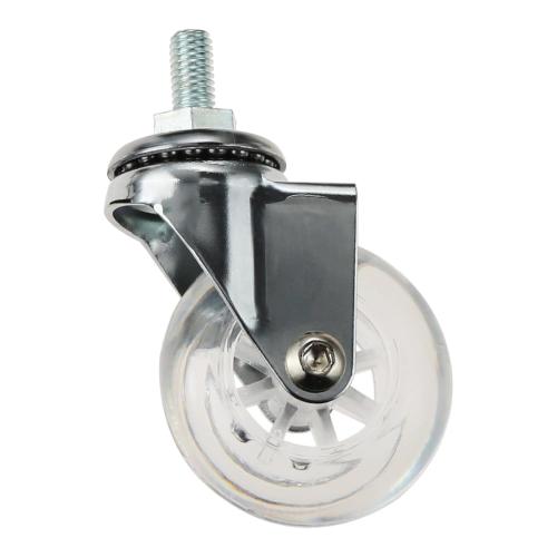 Castor Wheels 2-inch 7 pack Transparent Wheel Screw Threaded Stem Casters Office Chair Caster Wheel Clear Swivel Casters with Brake for Sofa Chair Cabinet Casters Wheels