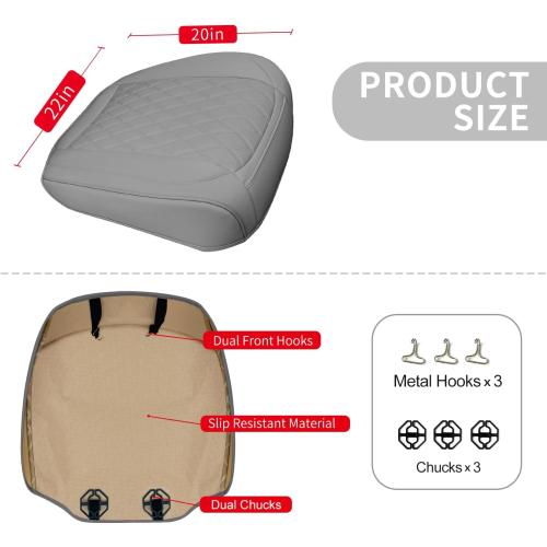 BEITK 1 Pack Leather Front Car Seat Cover Bottom Car Seat, Anti-Slip and Full Wrap Driver Car Seat Protectors, Luxury Waterproof Bottom Auto Seat Cushion Pad Mat for Most Vehicles(Gray)