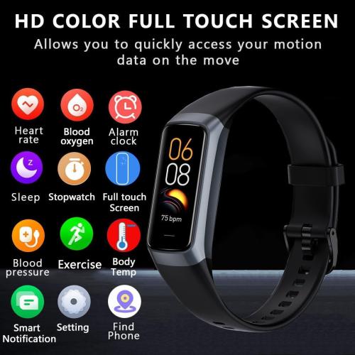 Fitness Tracker Activity Tracker Smart Watch 1.10''AMOLED Touch Color Screen,Smart Watch with 24/7 Blood Oxygen Heart Rate,Sleep Monitor,IP68 Waterproof,Step Counter Health for Women Men (Black)