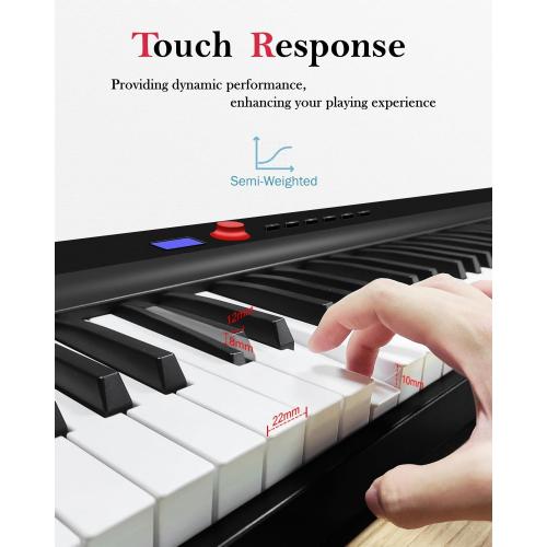 Longeye Foldable Piano Keyboard 88 Key Folding Piano Portable Electric Keyboard Semi Weighted Digital Piano for Beginners with Headphone, Sustain Pedal, Music Rest, Carry Case (Enhanced Sound)
