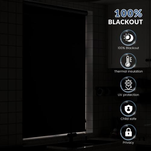 Cordless Roller Shades, Blackout Roller Shades for Windows Roller Blinds with Spring System, UV Protection and Waterproof, Privacy Roller Window Shades for Home,Office,Bedroom, Custom Size