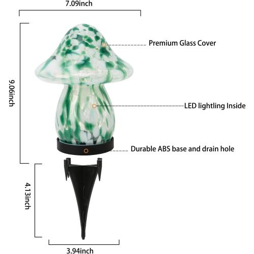 Solar Lights Outdoor Waterproof, Mushroom Garden Décor Powered by Solar, Outdoor Lights for Patio Yard Pathway Backyard Balcony Lawn Landscape Fountain Deck Pool Table Porch Decoration (Green)