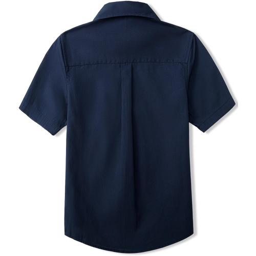 Size S....Boys Short Sleeve Dress Shirts Solid Poplin Soft Stretch Fabrics with Two Bow Tie Set