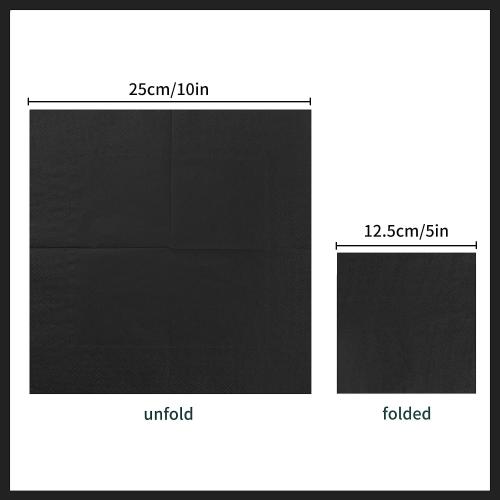 100 Pack Cocktail Napkin 2-Ply Dessert Napkins Folded 5 x 5 Inches Disposable Napkins for Dinner Wedding Birthday Party Bridal Anniversary Reception Event (100, Black)