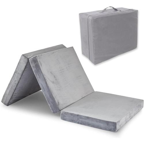 SINWEEK Tri Folding Mattress Foam Topper 4 Thickness Floor Cot Mattress, Guset Bed with Removable&Machine Washable Cover and Lining, CertiPUR-US Certified 38 x 80 Inch