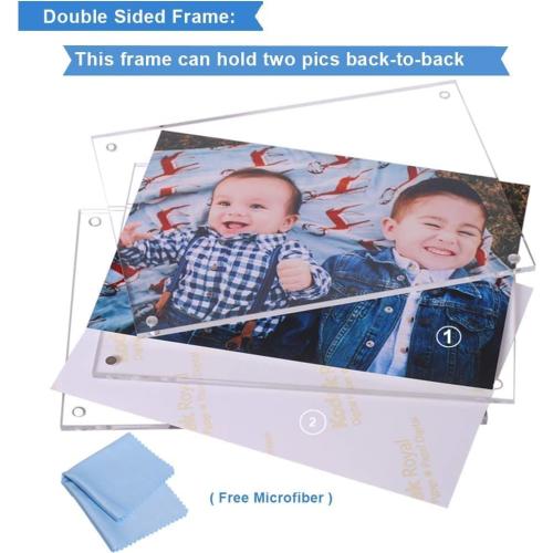 5x7 Acrylic Picture Frame Clear Double Sided Magnetic Picture Frameless Desktop Display Photo Frame with Stand Best Gift for Family, Baby, Friend