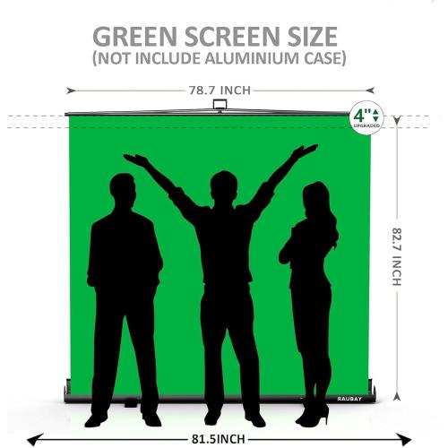 【Wider Style】 RAUBAY 78.7 x 82.7in Large Collapsible Green Screen Backdrop Portable Retractable Chroma Key Panel Photo Background with Stand for Video Conference, Photographic Studio, Streaming