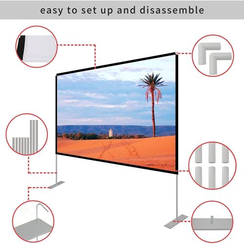 SKERELL Projector Screen with Stand 120 inch Portable Projection Screen 16:9 4K HD Rear Front Projections Movies Screen with Carry Bag for Indoor Outdoor Home Theater Backyard Cinema Travel