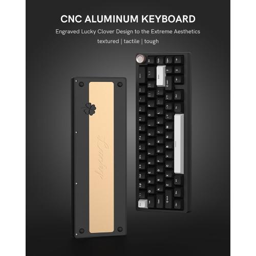 Womier SK65 Wireless Mechanical Gaming Keyboard with Knob, 60 Percent Aluminium Keyboard for PC, Bluetooth 5.0/2.4GHz/USB-C Wired, Hot Swappable Custom Lineaner Switch, RGB Backlit (Black V2)