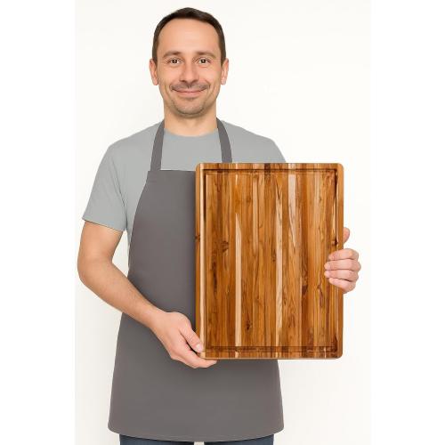 Teakhaus Carving Board with Juice Groove - Large (L) Teak Wood Cutting Board 20”L x 15”W x 1.5” Thick - Sustainably Harvested & FSC Certified - Knife Friendly with Beeswax Oil Finish