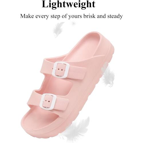 Size 7..Womens Platform Sandals with Arch Support, Adjustable Buckle Beach Sandal Woman Comfort Lightweight Ultra Cushion EVA Slides