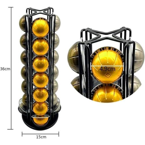 Miuly Coffee Capsule Holder For Nespresso Vertuoline, Coffee Capsule Stands Rotating Pod Rack holds 28 Nespresso Vertuo Pods, Black