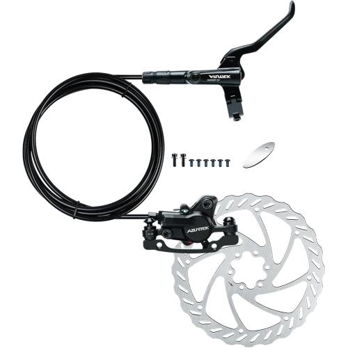RUJOI MTB Hydraulic Disc Brakes Set, Mountain Bike Right Rear 1450mm Brake Aluminum Alloy Levers with Calipers PM/is Adapter and 160mm Rotor Fit E-Bike(Pred Bled/Pads Included