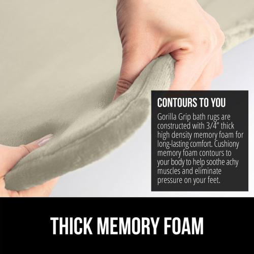 GORILLA GRIP Memory Foam Bath Rugs, Soft Absorbent Velvet Bathroom Mats, Durable Dots on Underside, Machine Washable Bathmat, Carpet Rug Room Decor for Shower Floor,  Mat, Champagne