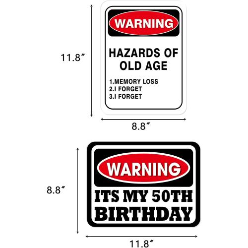 WERNNSAI 50th Birthday Party Decorations - 9PCS Wall Signs for Adults 50 Years Old Party Decor Yellow Caution Logos on Door Windows Yard Garden Sign Happy 50th Birthday Party Supplies