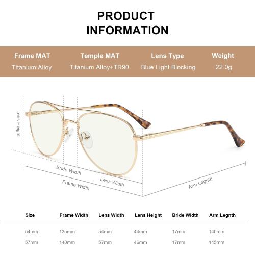 Aviator Reading Glasses for men and Women Blue Light Blocking Lens Spring Temple