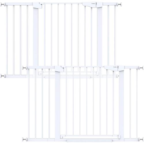 Cumbor Pack of 2 Baby Gate for Stairs, 29.7–48 Pressure Mounted Dog Gate for Doorways, Auto Close Safety Pet Gate Indoor, Easy Walk Thru Wide Child Gate, White, Mom's Choice Award Winner