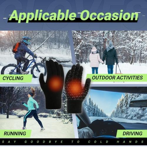 Black Lightweight Winter USB Electric Heated Gloves for Men Women-Touch Screen Thermal Hand Warming Black Knit Gloves