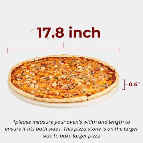 Extra Large Pizza Stone For Oven Approximately 18 Inch (17.8 Inch) - Durable Ceramic Pizza Stone, Heat Resistant up to 1,472°F, Perfect for Homemade Pizza, Bread and More