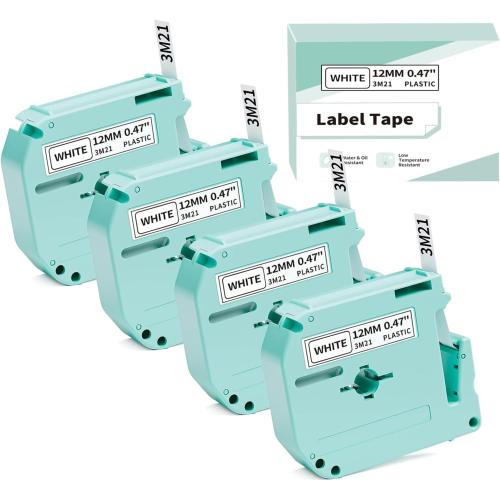 M950 Label Maker Refills M-K231 Replace for Brother P Touch M Tape M-K231S M231 MK231 12mm 0.47 Inch for Brother PTouch PT-M95 PT-65 PT-80 PT-70 PT-45 PT-90 Label Makers, Black on White, 4 Pack