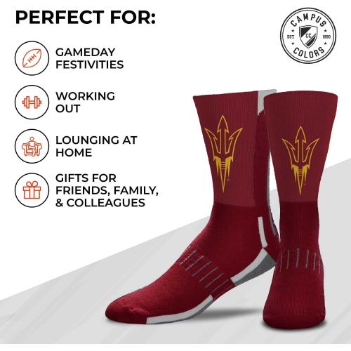 Size L For Bare Feet NCAA Adult State and University Crew Socks - Polyester blend - Unisex - High-performance socks provide