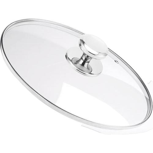 Glass Lids for 8, 9.5, 10.25, 11, 12, 12.6 Inch Frying Pans, Pots, Cast Iron Pans, Tempered Covers for Replacement with Stainless Steel Rim & Handle, Dishwasher & Over Safe