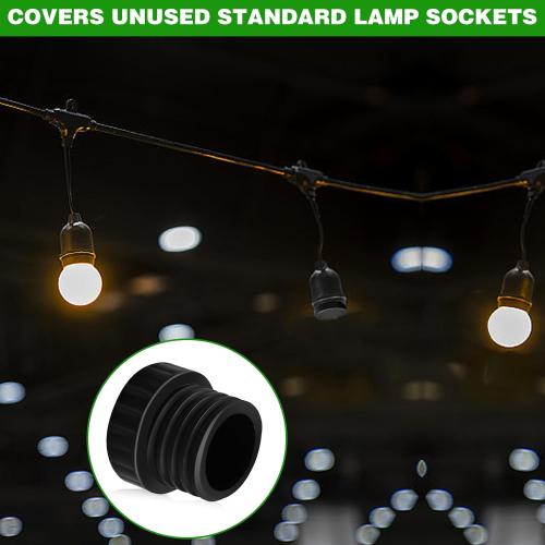 12Pcs Light Socket Covers, Safety Cap Plugs for String Lights, Protective Caps for Recessed/Standard Sockets (Black)