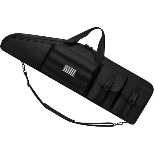 Color green Soft Double Shotgun Rifle Case 32/38/42/46/52/55 Long Rifle Bag for Hunting Shooting Range, Firearm Transportation, With Multiple Magazine Holder Pouches