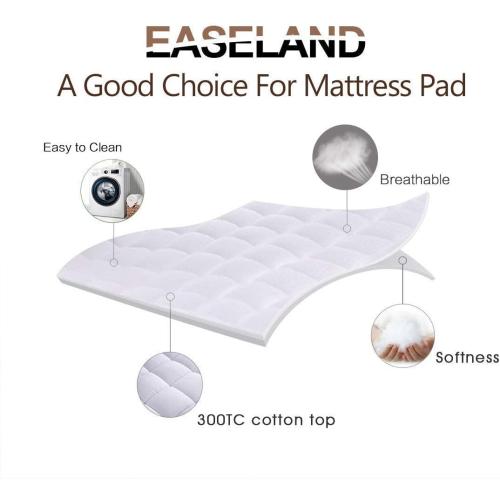 EASELAND Queen Size Mattress Pad Pillow Top Mattress Cover Quilted Fitted Mattress Protector Cotton Deep Pocket Cooling Mattress Topper