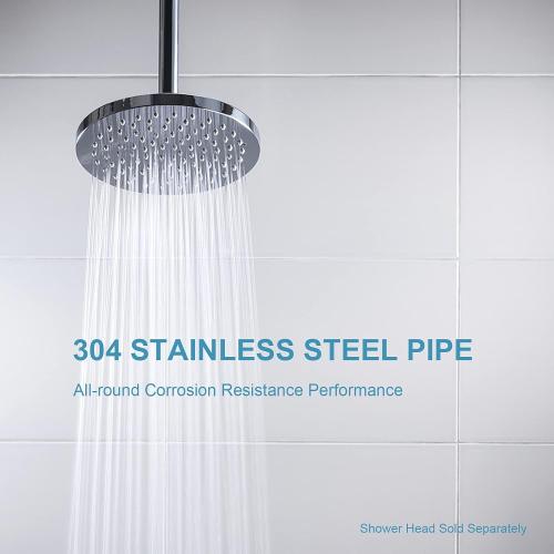 OFFO Shower Arm with Flange, 16 in Ceiling Mount Replacement Rain Shower Head Straight Arm Ceiling-Mounted For Fixed Shower Head & High Pressure Rain, Chrome