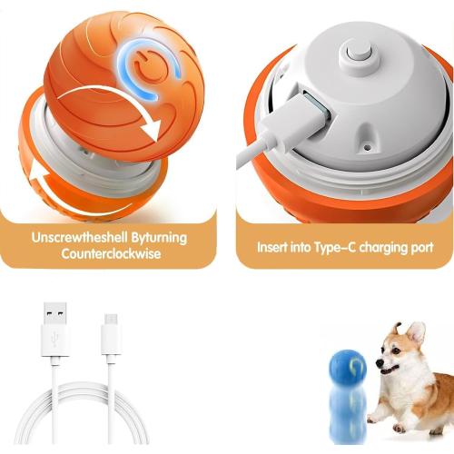 Smart Jumping Ball Toy for Dogs, Duraspin Dog Bouncing Ball, Interactive Bouncing Toys for Puppy Toys （2Pack-Orange & Bule）