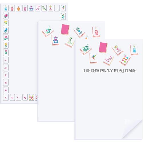 3 Pack Majong Gifts 5.5 x 4.25 Inches Mah Jong Notepad 50 Sheets Each, 80gsm No-bleed Paper, Easy to Tear Sturdy Binding, Pocket Notebook Portable for Journaling, Shopping Lists, Drawing