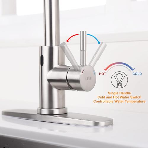 Touchless Faucet with Pull Down Sprayer & Soap Dispenser - Single High Arc Pull Out Faucet for Kitchen Sink, RV - Brush Nickel
