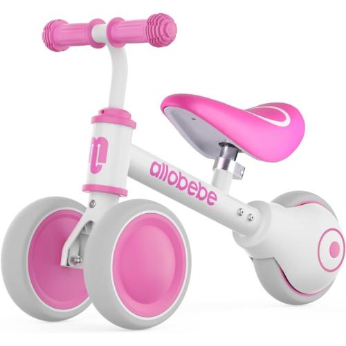 allobebe Baby Balance Bike, Cute Toddler Bikes 12-36 Months Gifts for 1 Year Old Girl Bike to Train Baby from Standing to Running with Adjustable Seat Silent & Soft 3 Wheels