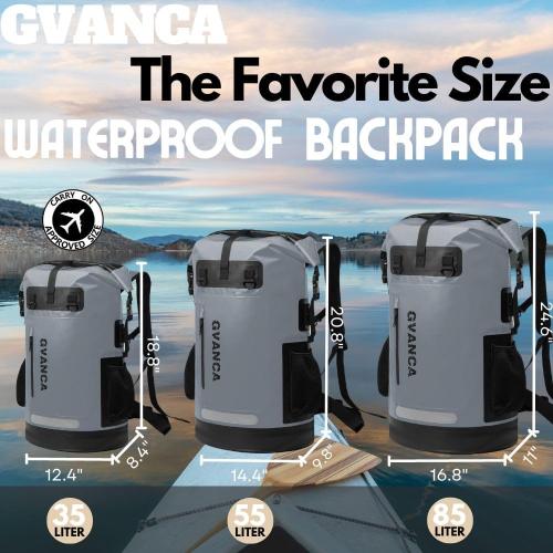 Waterproof Dry Bag Backpack for Kayaking, Roll Top Kayak Dry Backpack, Floating Outdoor Dry Sack Boating Sailing Canoeing Rafting Fishing Camping 85L Grey