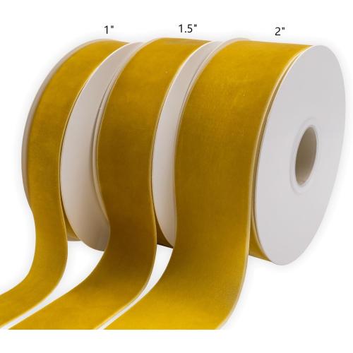 Gold Velvet Ribbon Single Sided,1 1/2 Inch by 10 Yards Spool