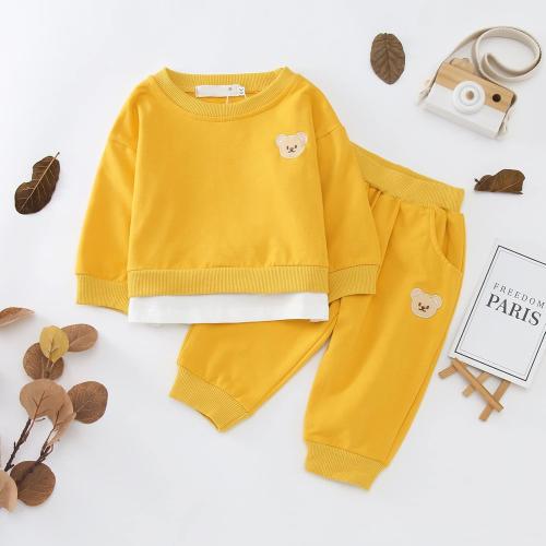 Toddler Size 80 Baby Girls Boys Clothes Sports Wear Bear Embroidery Sweatshirt Tops Pants 2PCS Tracksuit Outfits Clothes Set