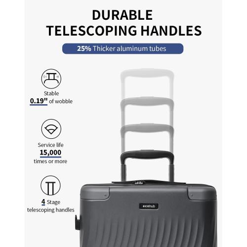 ECOHUB Hardside Expandable Carry On Luggage Sets, Recycled PC 20/24 Rolling Luggage Airline Approved with Spinner Wheels & TSA Lock, Lightweight Hardshell Travel Suitcase, 20 24 inch Carry-on Grey