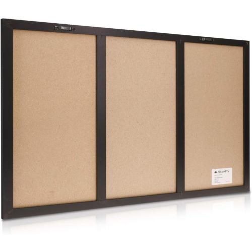 Navaris Combination Board Cork/Whiteboard/Chalkboard - 24 x 36 inches Combo Bulletin Magnetic Dry Erase Chalk Board Weekly Planner Message Organizer