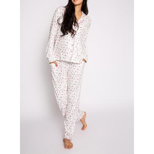 Women XL Y2k 2 Piece Floral Pajamas Button Down Long Sleeve Wide Leg Lounge Set Cute Pjs Loungewear Sleepwear